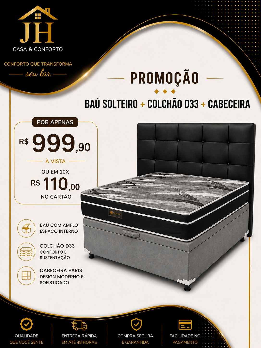 Promoção Cama Baú Casal
